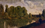 Камиль Коро "Три женщины на берегу реки, сидящие на спиленном дереве"