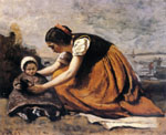 Камиль Коро "Мать и ребенок на пляже"