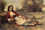 Камиль Коро "Молодая алжирская женщина, лежащая на траве"