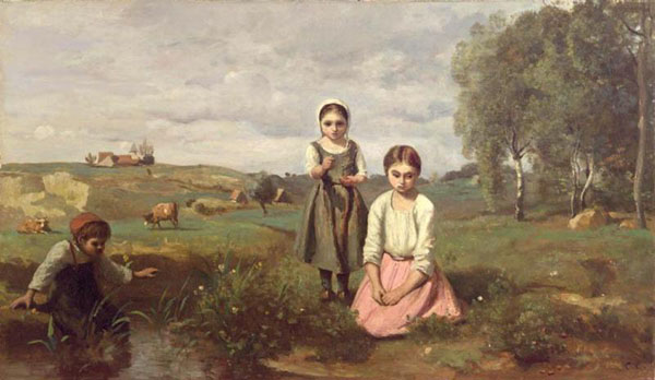 Камиль Коро "Дети около ручья в сельской местности, близ Лорме"