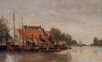 Камиль Коро "Около Роттердама, дома на берегу канала"