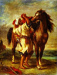 Эжен Делакруа "Араб, седлающий свою лошадь"