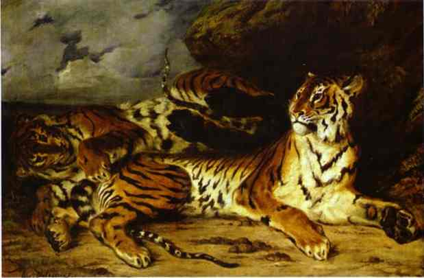 Эжен Делакруа "Молодой тигр, играющий со своей матерью"