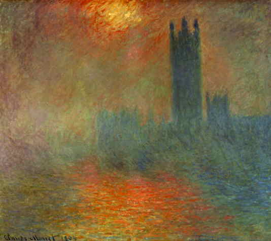 Клод Моне "Лондон, Парламент. Солнце, пробивающееся сквозь туман"