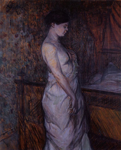 Анри де Тулуз-Лотрек "Женщина в сорочке, стоящая около кровати (Мадам Пупуль)"