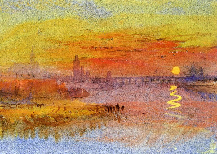 Джозеф Тёрнер "Город и река на закате солнца"