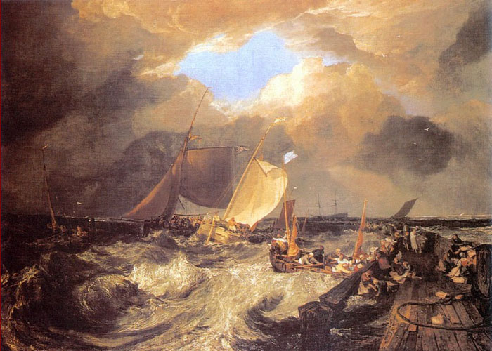 Джозеф Тёрнер "Мол в Кале: французские рыбаки готовятся выйти в море, английский корабль причаливает"