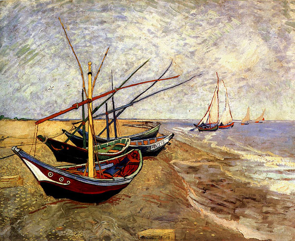 Винсент Ван Гог "Рыбацкие лодки на пляже в Сен-Мари"